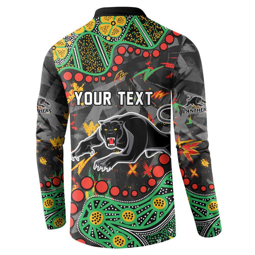 Personalized Penrith Panthers Button Sweatshirt Aboriginal Pattern with Graffiti Style Design