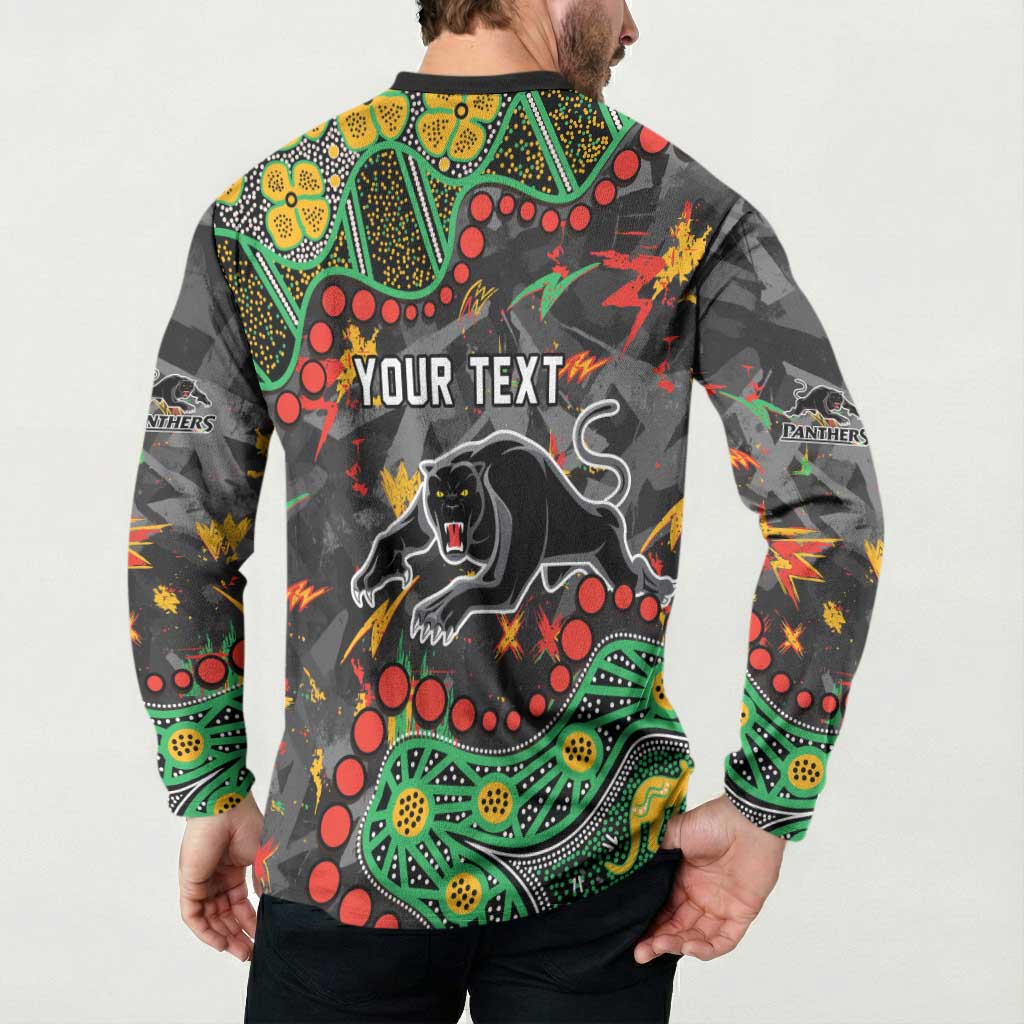 Personalized Penrith Panthers Button Sweatshirt Aboriginal Pattern with Graffiti Style Design