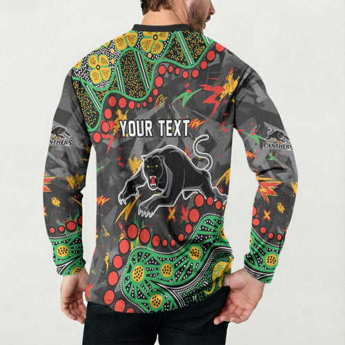 Personalized Penrith Panthers Button Sweatshirt Aboriginal Pattern with Graffiti Style Design