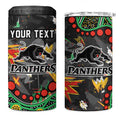 Personalized Penrith Panthers 4 in 1 Can Cooler Tumbler Aboriginal Pattern with Graffiti Style Design