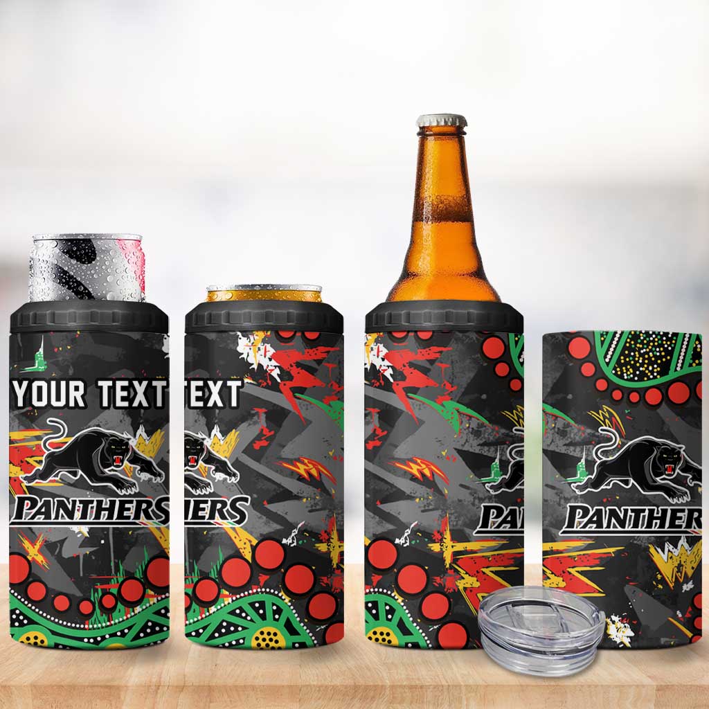 Personalized Penrith Panthers 4 in 1 Can Cooler Tumbler Aboriginal Pattern with Graffiti Style Design
