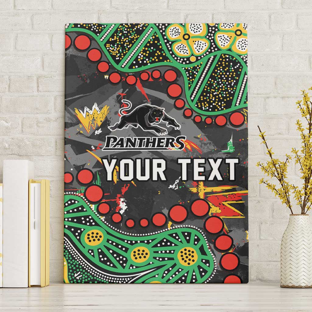Personalized Penrith Panthers Canvas Wall Art Aboriginal Pattern with Graffiti Style Design