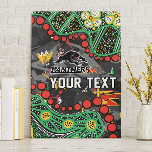 Personalized Penrith Panthers Canvas Wall Art Aboriginal Pattern with Graffiti Style Design