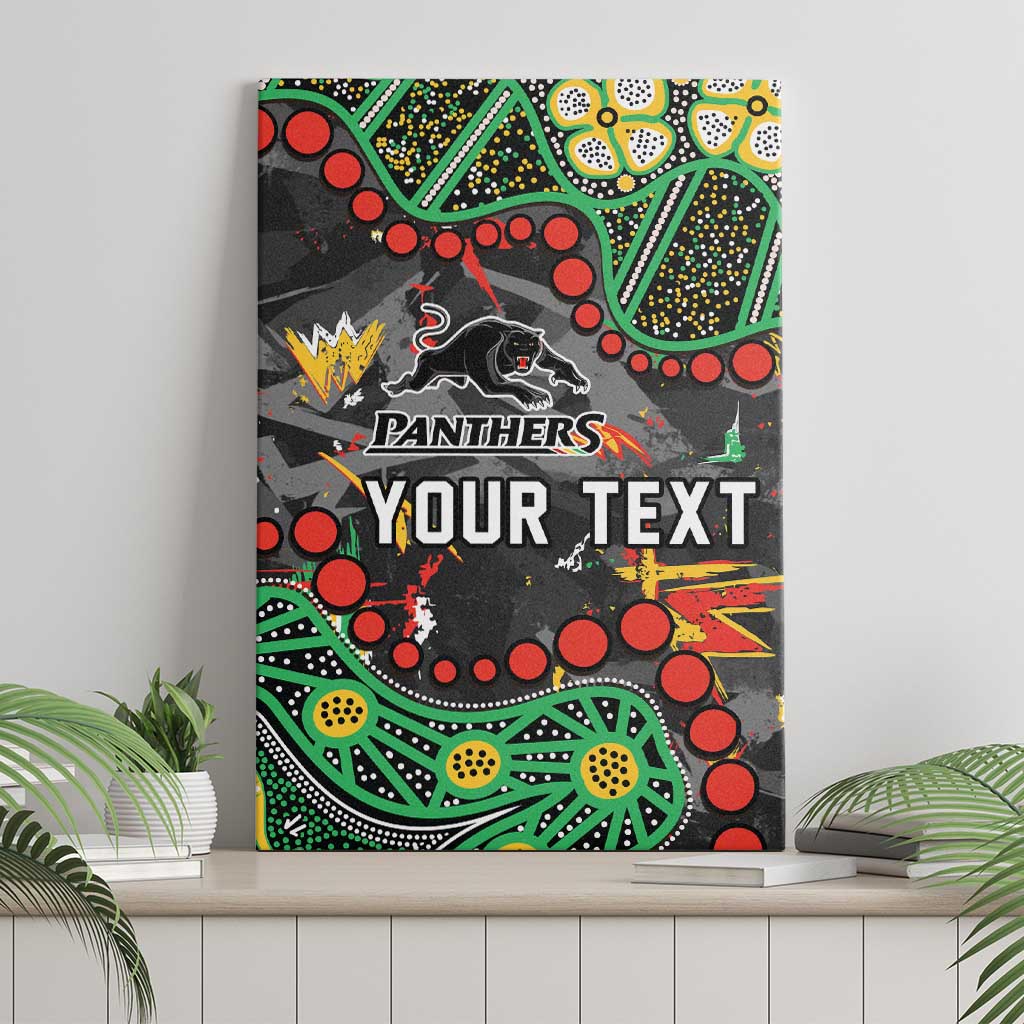 Personalized Penrith Panthers Canvas Wall Art Aboriginal Pattern with Graffiti Style Design