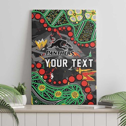 Personalized Penrith Panthers Canvas Wall Art Aboriginal Pattern with Graffiti Style Design