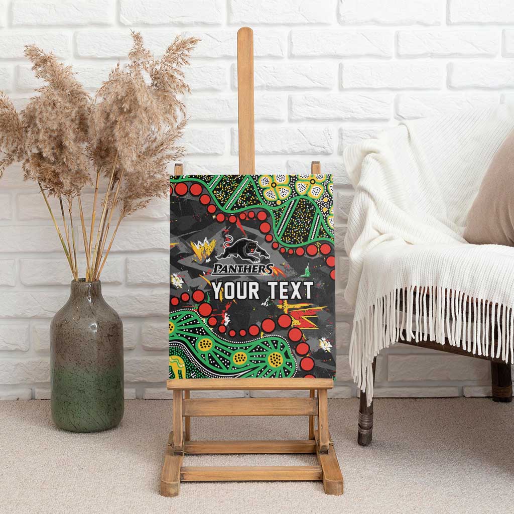 Personalized Penrith Panthers Canvas Wall Art Aboriginal Pattern with Graffiti Style Design
