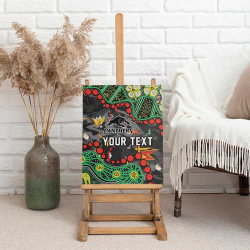 Personalized Penrith Panthers Canvas Wall Art Aboriginal Pattern with Graffiti Style Design