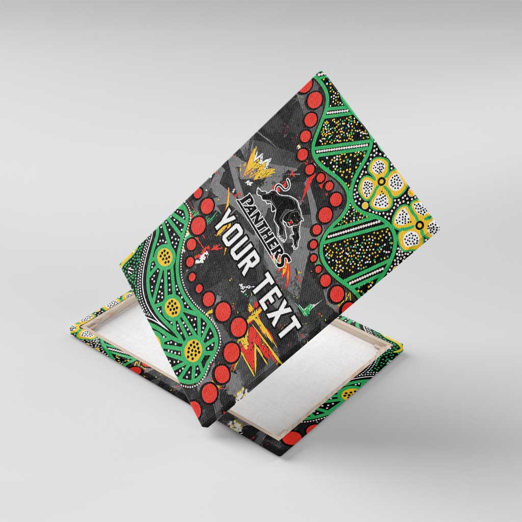 Personalized Penrith Panthers Canvas Wall Art Aboriginal Pattern with Graffiti Style Design
