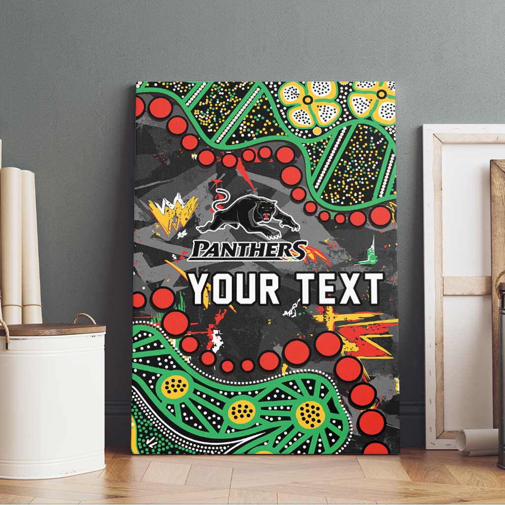 Personalized Penrith Panthers Canvas Wall Art Aboriginal Pattern with Graffiti Style Design