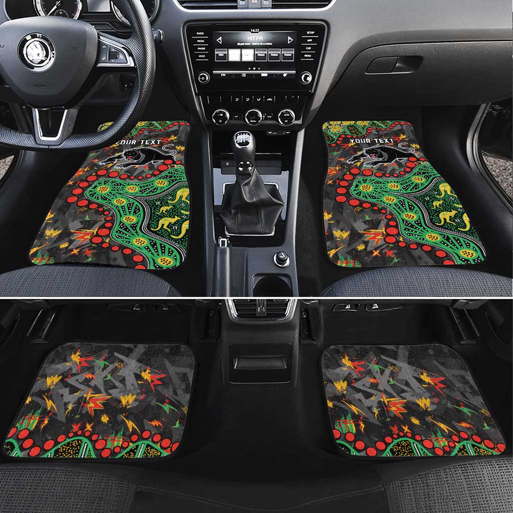 Personalized Penrith Panthers Car Mats Aboriginal Pattern with Graffiti Style Design