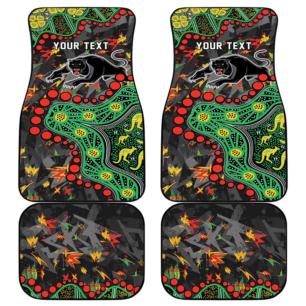 Personalized Penrith Panthers Car Mats Aboriginal Pattern with Graffiti Style Design