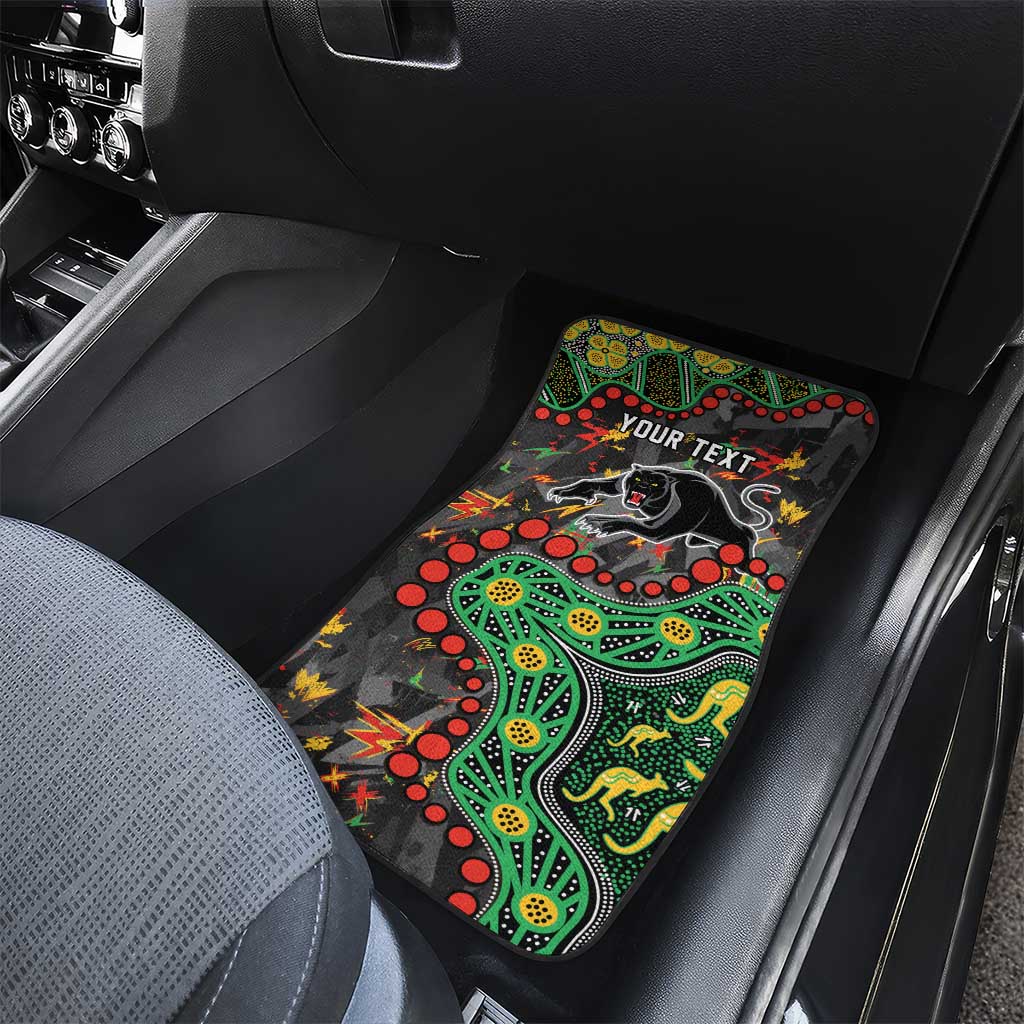 Personalized Penrith Panthers Car Mats Aboriginal Pattern with Graffiti Style Design