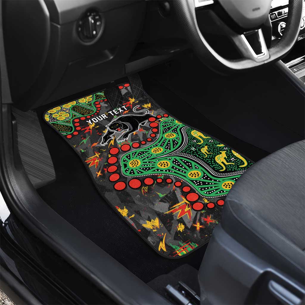 Personalized Penrith Panthers Car Mats Aboriginal Pattern with Graffiti Style Design