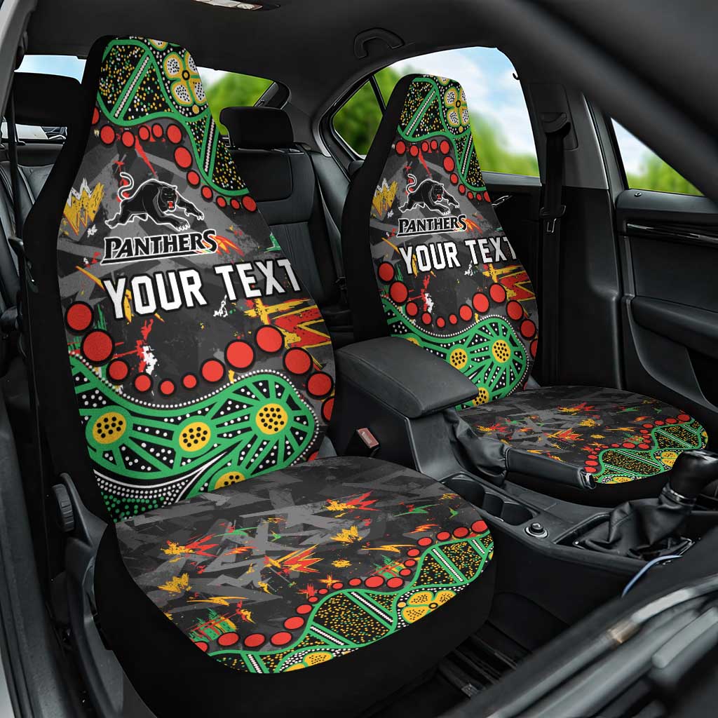 Personalized Penrith Panthers Car Seat Cover Aboriginal Pattern with Graffiti Style Design