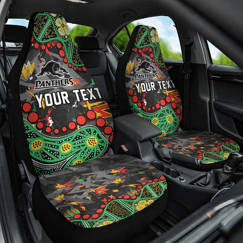 Personalized Penrith Panthers Car Seat Cover Aboriginal Pattern with Graffiti Style Design