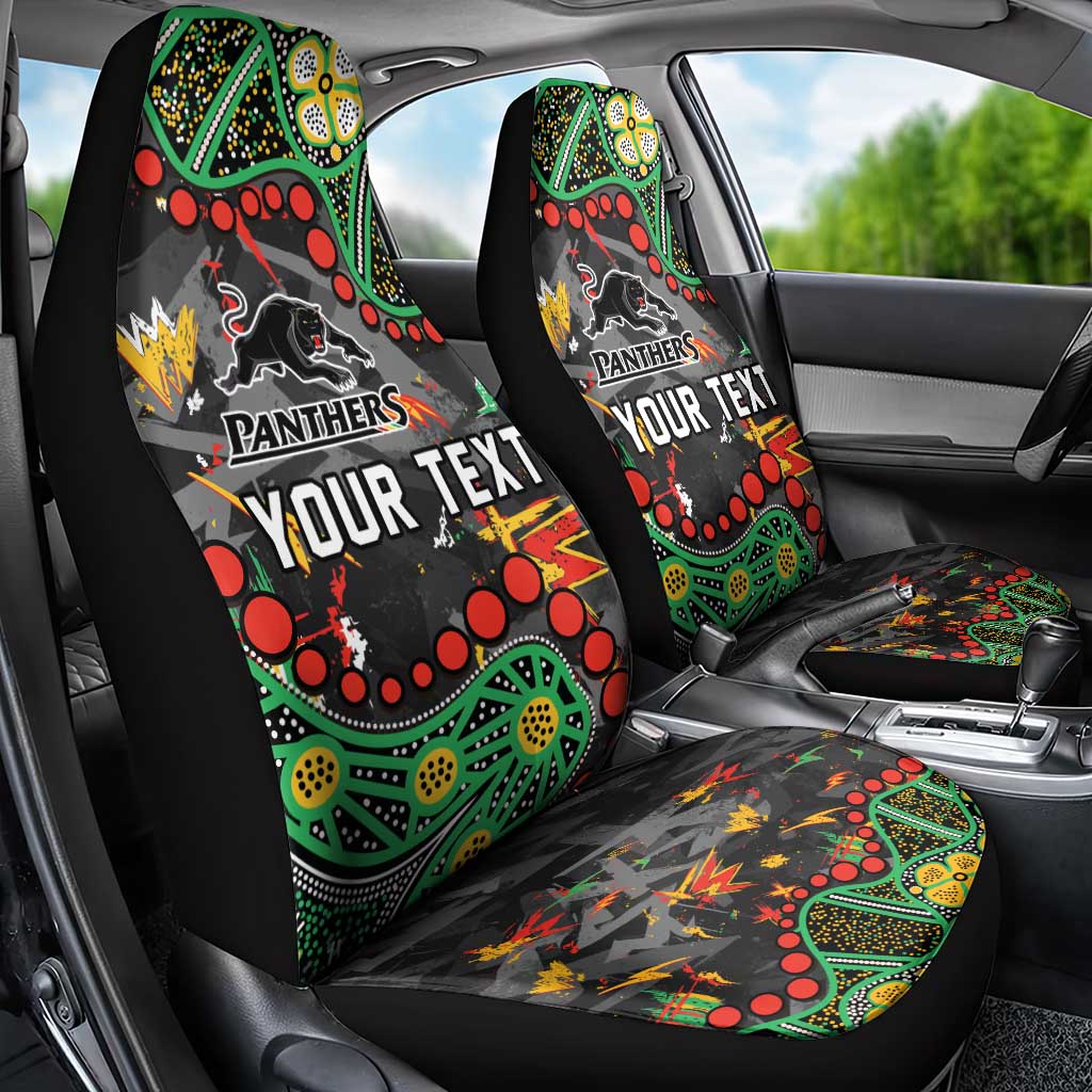 Personalized Penrith Panthers Car Seat Cover Aboriginal Pattern with Graffiti Style Design