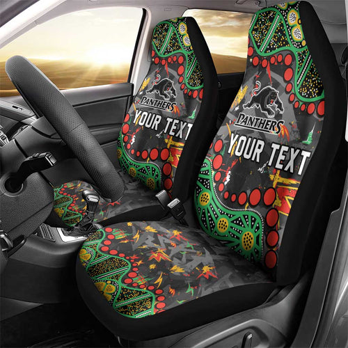Personalized Penrith Panthers Car Seat Cover Aboriginal Pattern with Graffiti Style Design