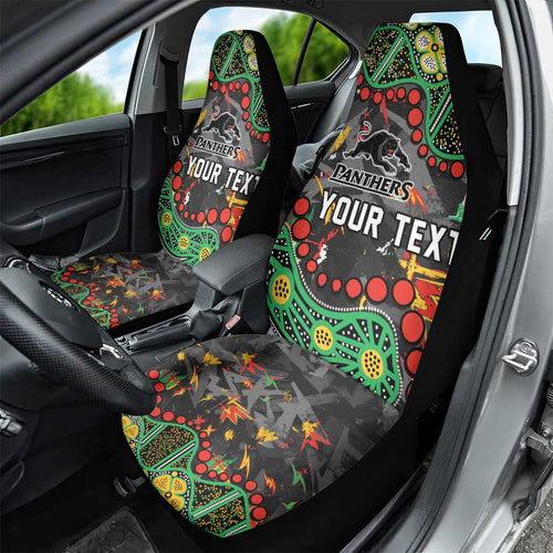 Personalized Penrith Panthers Car Seat Cover Aboriginal Pattern with Graffiti Style Design