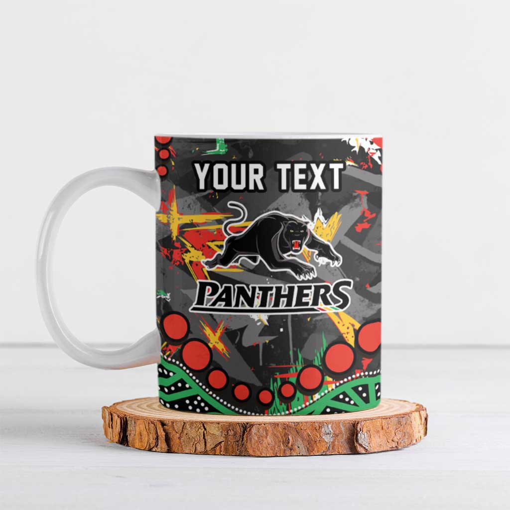 Personalized Penrith Panthers Ceramic Mug Aboriginal Pattern with Graffiti Style Design