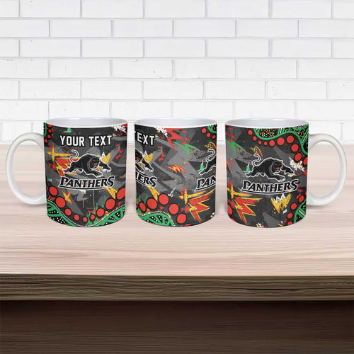 Personalized Penrith Panthers Ceramic Mug Aboriginal Pattern with Graffiti Style Design