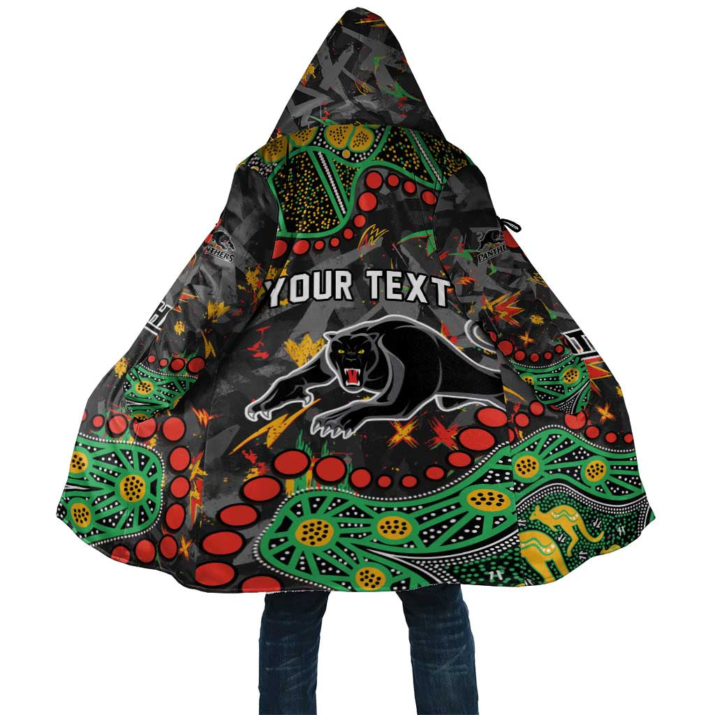 Personalized Penrith Panthers Cloak Aboriginal Pattern with Graffiti Style Design