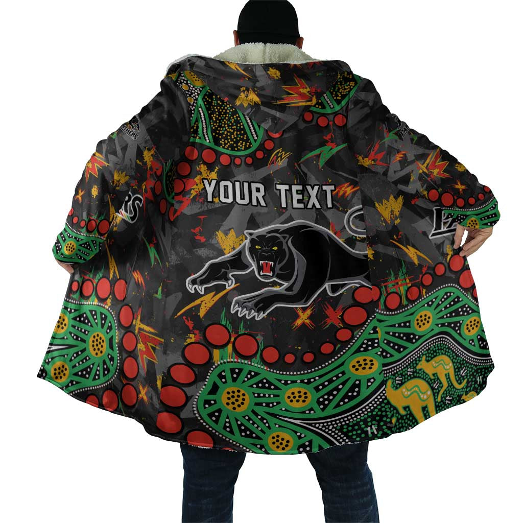 Personalized Penrith Panthers Cloak Aboriginal Pattern with Graffiti Style Design