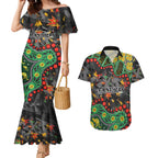 Personalized Penrith Panthers Couples Matching Mermaid Dress and Hawaiian Shirt Aboriginal Pattern with Graffiti Style Design