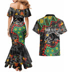 Personalized Penrith Panthers Couples Matching Mermaid Dress and Hawaiian Shirt Aboriginal Pattern with Graffiti Style Design