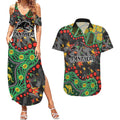Personalized Penrith Panthers Couples Matching Summer Maxi Dress and Hawaiian Shirt Aboriginal Pattern with Graffiti Style Design