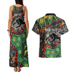 Personalized Penrith Panthers Couples Matching Tank Maxi Dress and Hawaiian Shirt Aboriginal Pattern with Graffiti Style Design