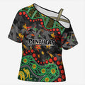 Personalized Penrith Panthers Cross Shoulder Shirt Aboriginal Pattern with Graffiti Style Design