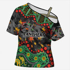 Personalized Penrith Panthers Cross Shoulder Shirt Aboriginal Pattern with Graffiti Style Design
