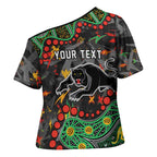 Personalized Penrith Panthers Cross Shoulder Shirt Aboriginal Pattern with Graffiti Style Design