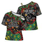 Personalized Penrith Panthers Cross Shoulder Shirt Aboriginal Pattern with Graffiti Style Design