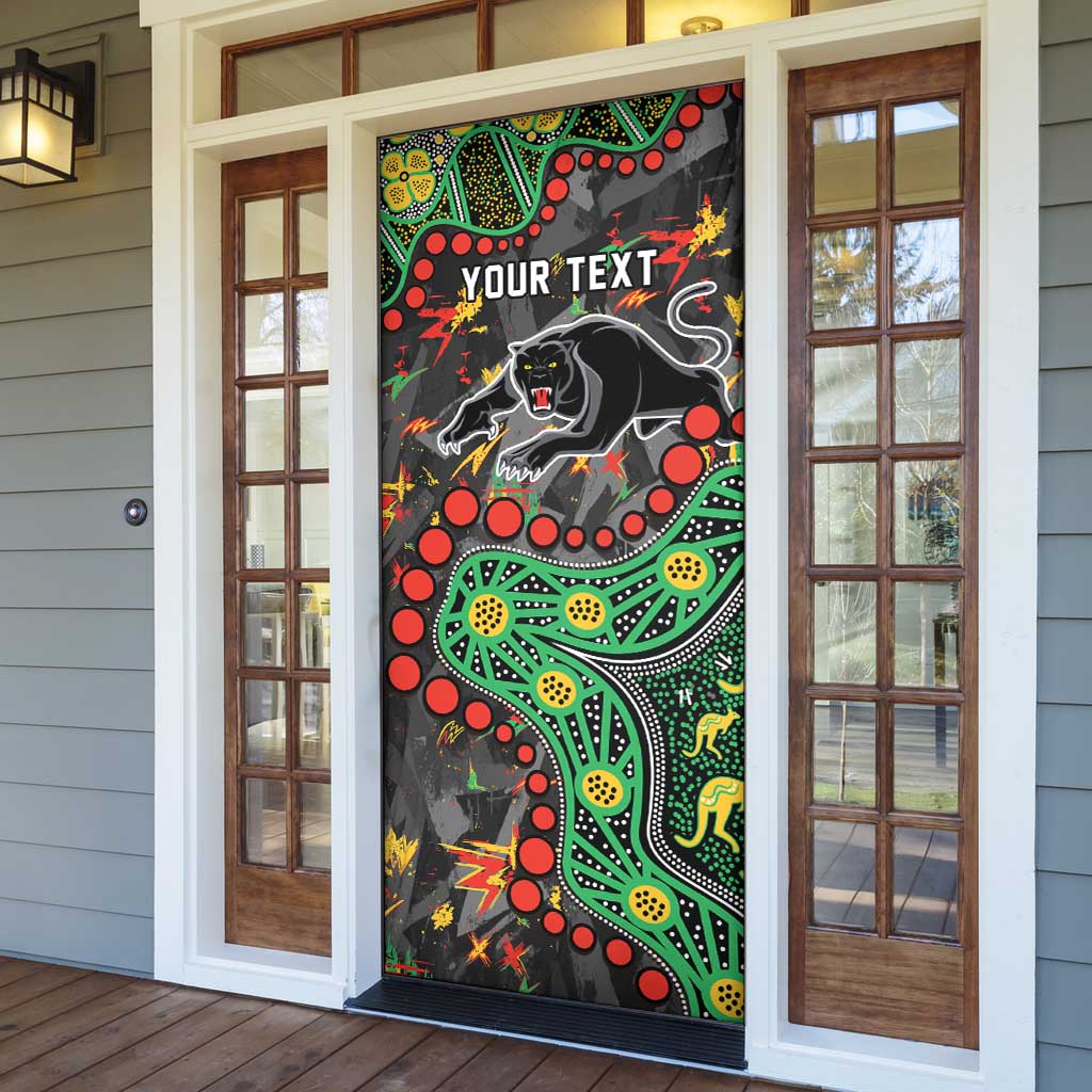 Personalized Penrith Panthers Door Cover Aboriginal Pattern with Graffiti Style Design