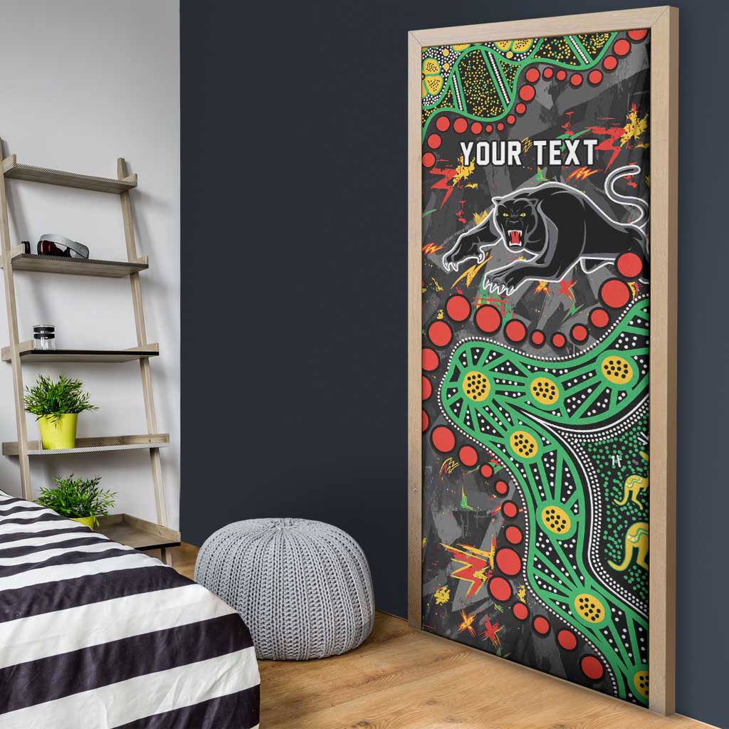 Personalized Penrith Panthers Door Cover Aboriginal Pattern with Graffiti Style Design