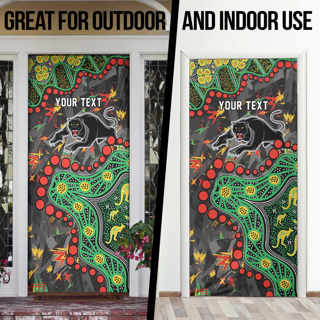 Personalized Penrith Panthers Door Cover Aboriginal Pattern with Graffiti Style Design