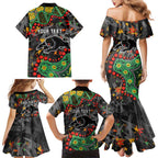 Personalized Penrith Panthers Family Matching Mermaid Dress and Hawaiian Shirt Aboriginal Pattern with Graffiti Style Design