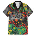 Personalized Penrith Panthers Family Matching Off The Shoulder Long Sleeve Dress and Hawaiian Shirt Aboriginal Pattern with Graffiti Style Design