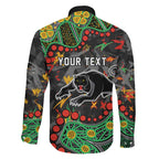 Personalized Penrith Panthers Family Matching Off Shoulder Short Dress and Hawaiian Shirt Aboriginal Pattern with Graffiti Style Design