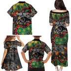 Personalized Penrith Panthers Family Matching Puletasi and Hawaiian Shirt Aboriginal Pattern with Graffiti Style Design