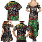 Personalized Penrith Panthers Family Matching Summer Maxi Dress and Hawaiian Shirt Aboriginal Pattern with Graffiti Style Design