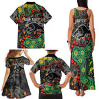 Personalized Penrith Panthers Family Matching Tank Maxi Dress and Hawaiian Shirt Aboriginal Pattern with Graffiti Style Design