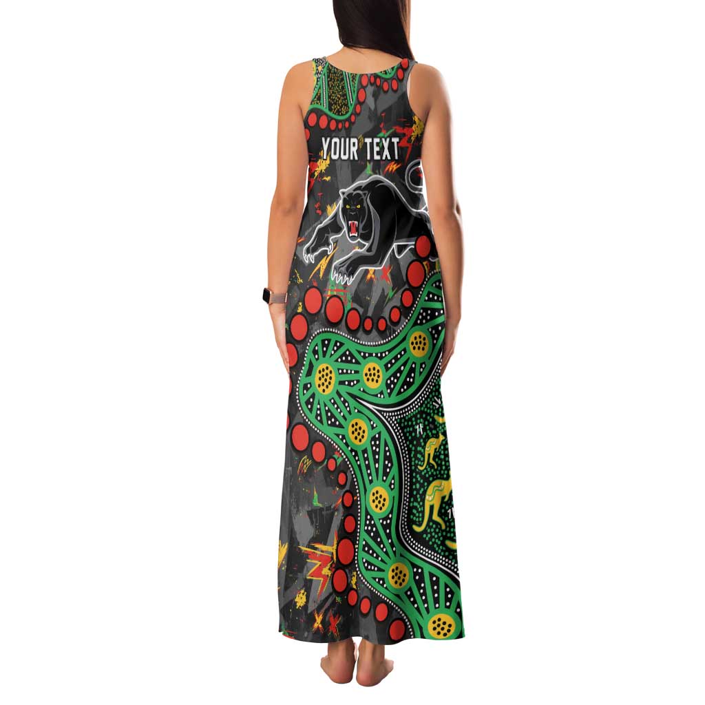 Personalized Penrith Panthers Family Matching Tank Maxi Dress and Hawaiian Shirt Aboriginal Pattern with Graffiti Style Design
