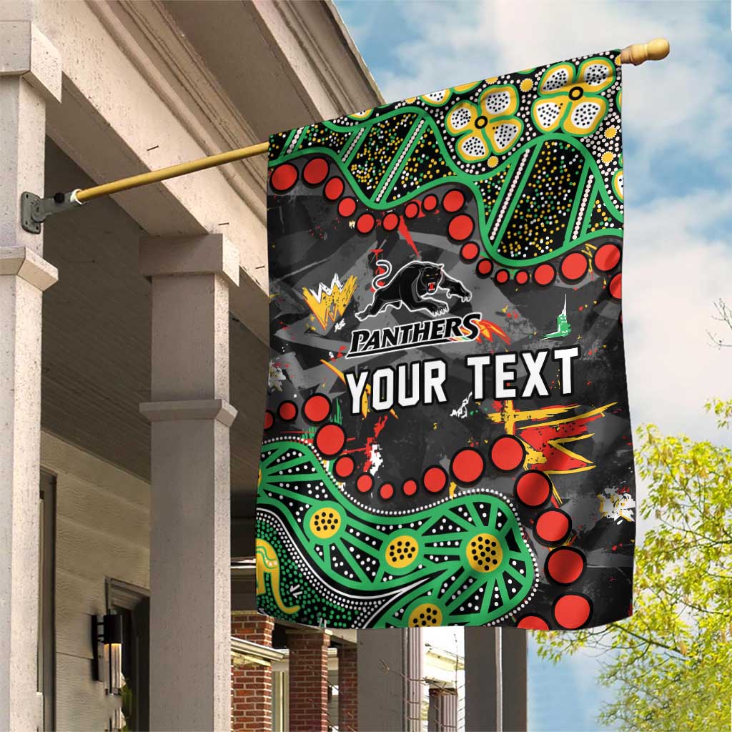 Personalized Penrith Panthers Garden Flag Aboriginal Pattern with Graffiti Style Design
