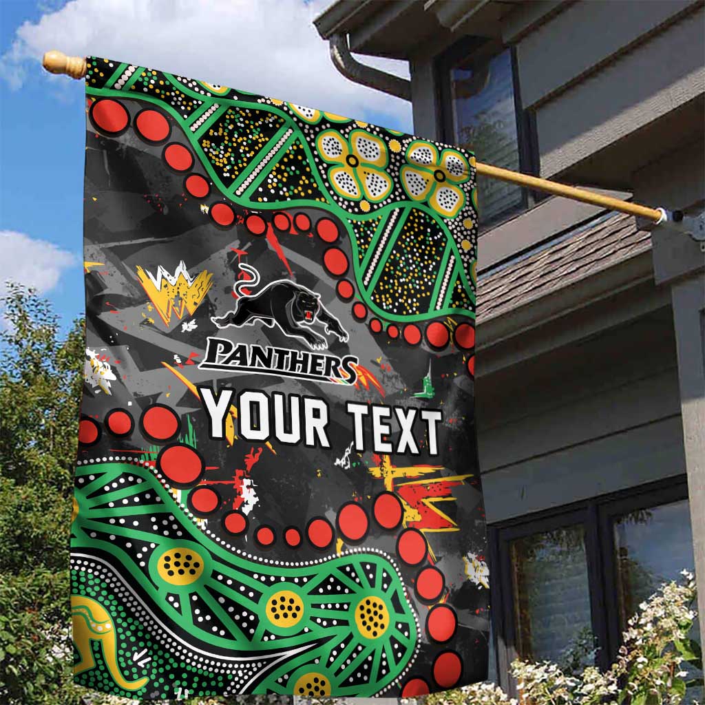 Personalized Penrith Panthers Garden Flag Aboriginal Pattern with Graffiti Style Design