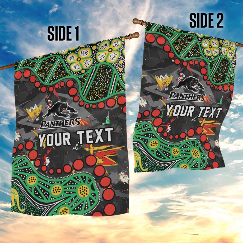 Personalized Penrith Panthers Garden Flag Aboriginal Pattern with Graffiti Style Design