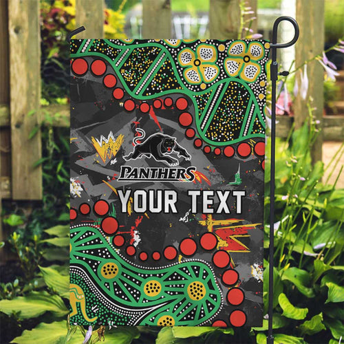 Personalized Penrith Panthers Garden Flag Aboriginal Pattern with Graffiti Style Design