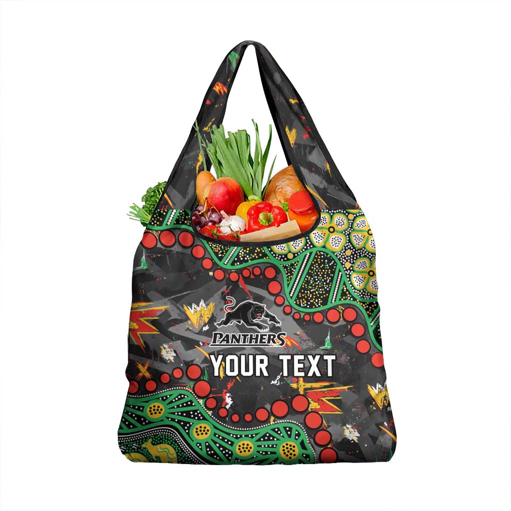 Personalized Penrith Panthers Grocery Bag Aboriginal Pattern with Graffiti Style Design