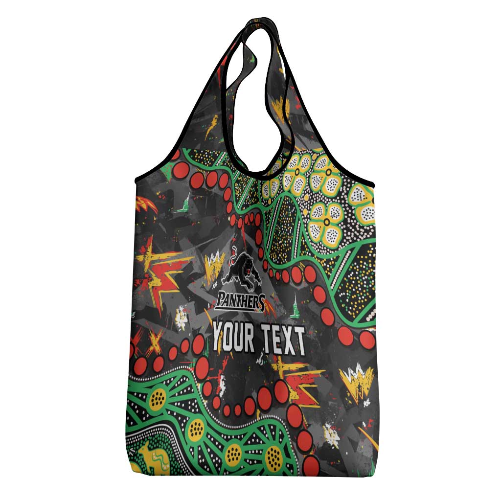 Personalized Penrith Panthers Grocery Bag Aboriginal Pattern with Graffiti Style Design